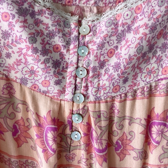 Lucky Brand Boho Midi Dress Woman’s Size Mixed Floral Print Pink Lavender NWT - Picture 6 of 14
